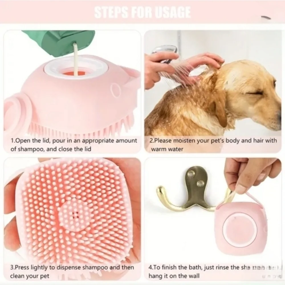 Pet Bath Brush, Soft Comfortable‎ Silicone Animal Shampoo Brush, Grooming Tool